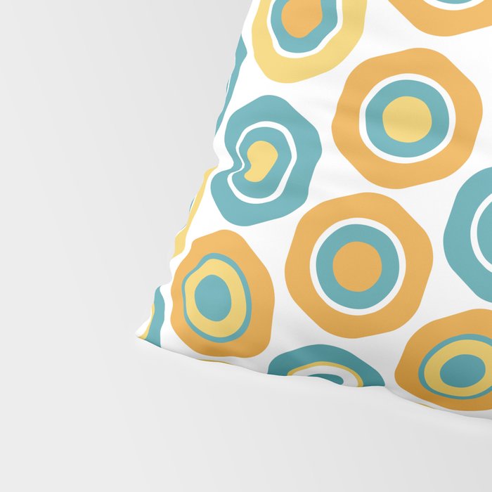 Buttons - Geometric Pattern in Turquoise, Orange, Yellow, and White Pillow Sham Gallery Image 4