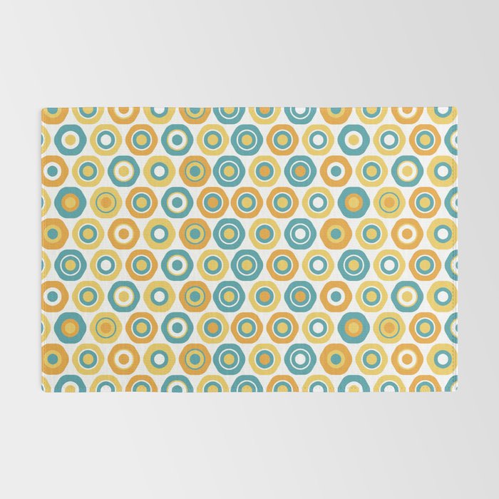 Buttons - Geometric Pattern in Turquoise, Orange, Yellow, and White Rug Gallery Image 2