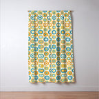 Buttons - Geometric Pattern in Turquoise, Orange, Yellow, and White Window Curtain Gallery Image 3
