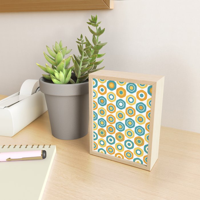 Buttons - Geometric Pattern in Turquoise, Orange, Yellow, and White Mini Art Print Gallery Image 2