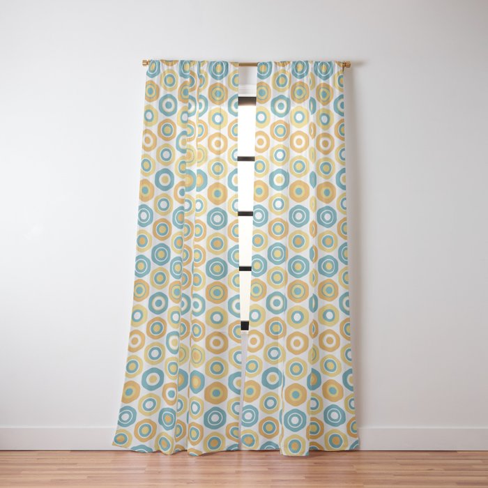 Buttons - Geometric Pattern in Turquoise, Orange, Yellow, and White Window Curtain Gallery Image 2