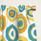 Buttons - Geometric Pattern in Turquoise, Orange, Yellow, and White Window Curtain Gallery Image 2