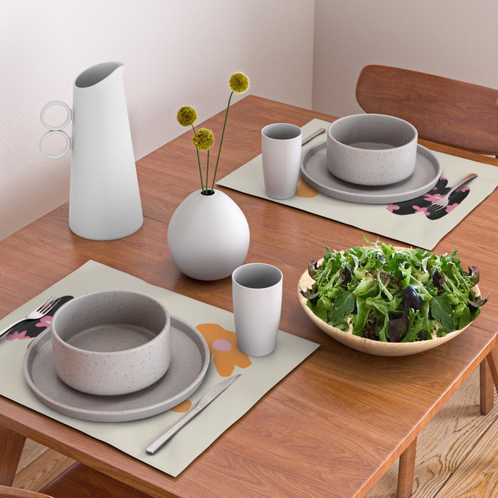 Black floral Vase Placemat Gallery Image 2