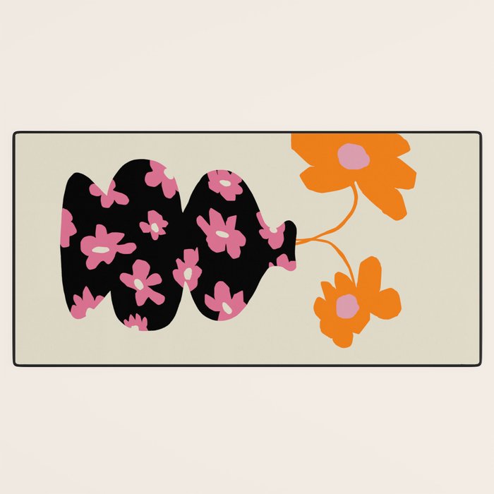 Black floral Vase Desk Mat Gallery Image 3