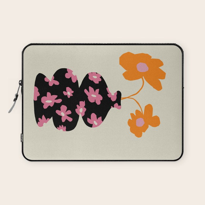 Black floral Vase Laptop Sleeve Gallery Image 1