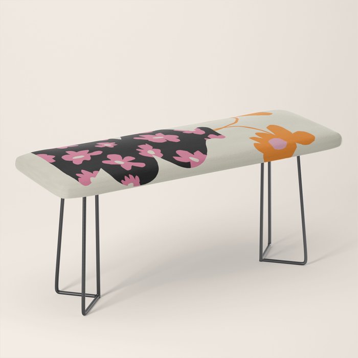 Black floral Vase Bench Gallery Image 1