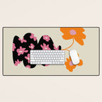 Black floral Vase Desk Mat Gallery Image 1