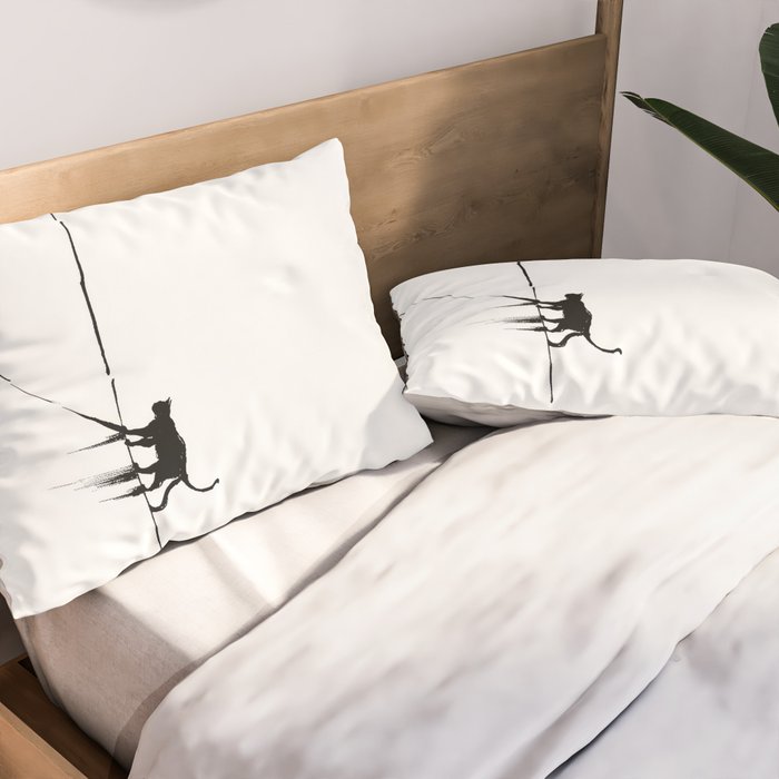 Minimal Cat on a Line Pillow Sham Gallery Image 2