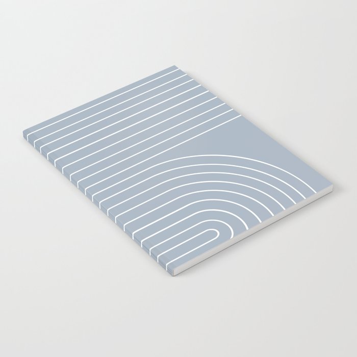 Minimal Line Curvature LXXVII Natural Blue Mid Century Modern Arch Abstract Notebook Gallery Image 1