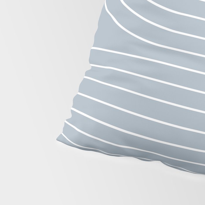 Minimal Line Curvature LXXVII Natural Blue Mid Century Modern Arch Abstract Pillow Sham Gallery Image 4