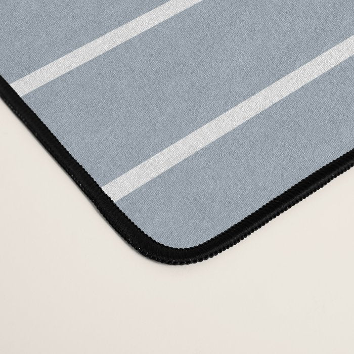 Minimal Line Curvature LXXVII Natural Blue Mid Century Modern Arch Abstract Desk Mat Gallery Image 4