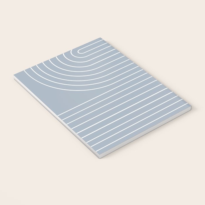 Minimal Line Curvature LXXVII Natural Blue Mid Century Modern Arch Abstract Notebook Gallery Image 3