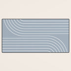 Minimal Line Curvature LXXVII Natural Blue Mid Century Modern Arch Abstract Desk Mat Gallery Image 3