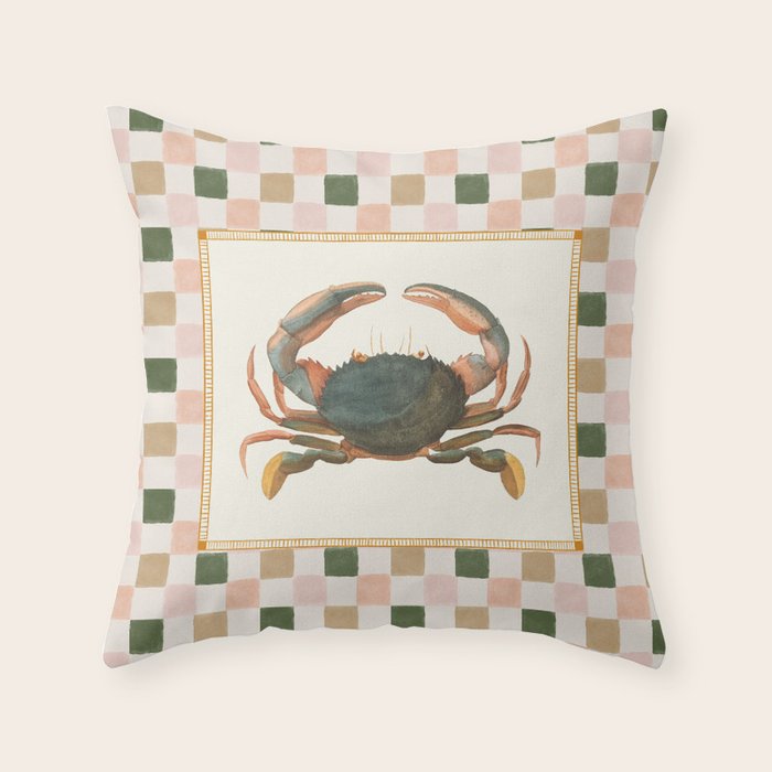 Checkered Crab Throw Pillow Gallery Image 1