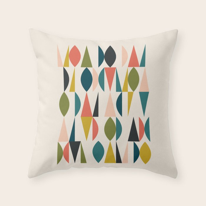 Mid Century Modern Abstract Colorful Shapes Funky Cool Minimalist Pattern Throw Pillow Gallery Image 1
