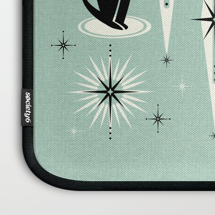 Mid Century Meow Retro Atomic Cats Mint Laptop Sleeve Gallery Image 3