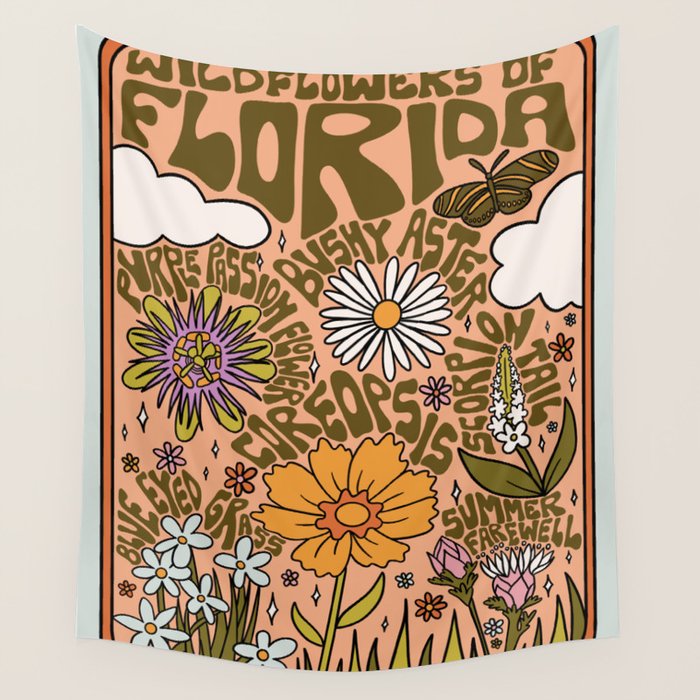 Florida Wildflowers Wall Tapestry Gallery Image 4