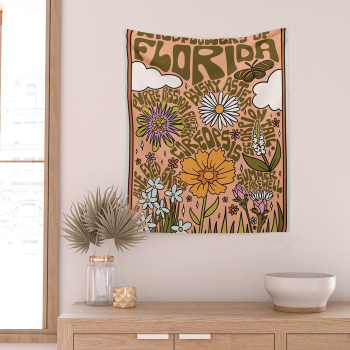 Florida Wildflowers Wall Tapestry Gallery Image 2