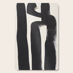 Mid Century Modern Minimalist Abstract Art Brush Strokes Black & White Ink Art Ancient Stripes Cutting Board Gallery Image 1