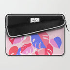 Pretty Monstera Plant in blue and pink Laptop Sleeve Gallery Image 2