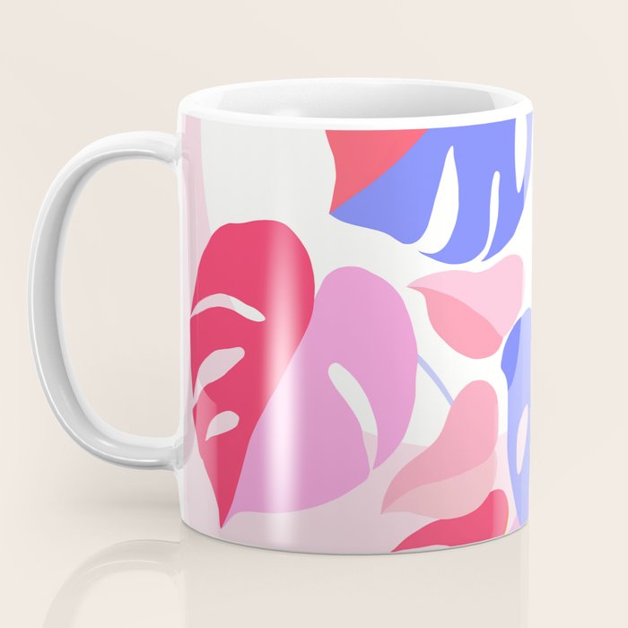 Pretty Monstera Plant in blue and pink Coffee Mug Gallery Image 3
