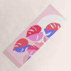 Pretty Monstera Plant in blue and pink Yoga Mat Gallery Image 1