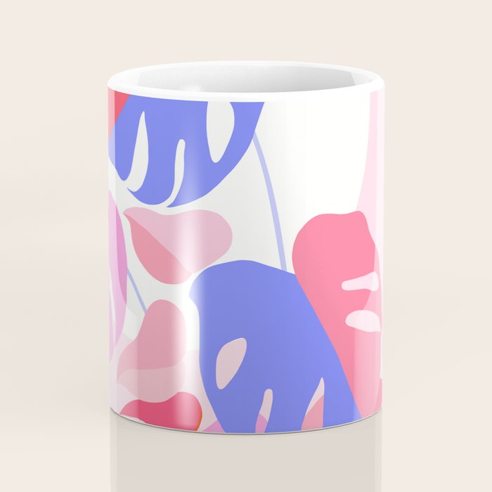 Pretty Monstera Plant in blue and pink Coffee Mug Gallery Image 4