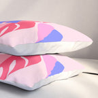 Pretty Monstera Plant in blue and pink Pillow Sham Gallery Image 3