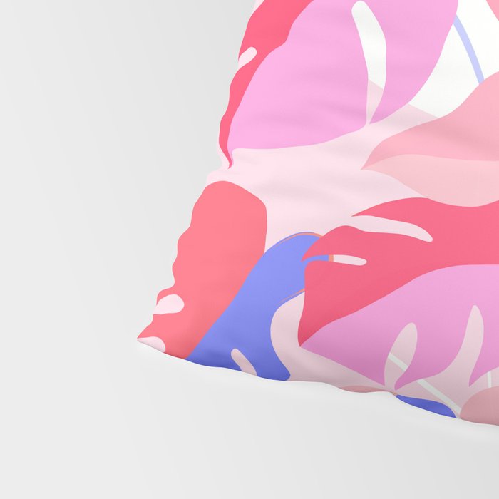 Pretty Monstera Plant in blue and pink Pillow Sham Gallery Image 4