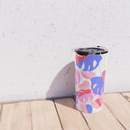 Pretty Monstera Plant in blue and pink Travel Mug Gallery Image 4