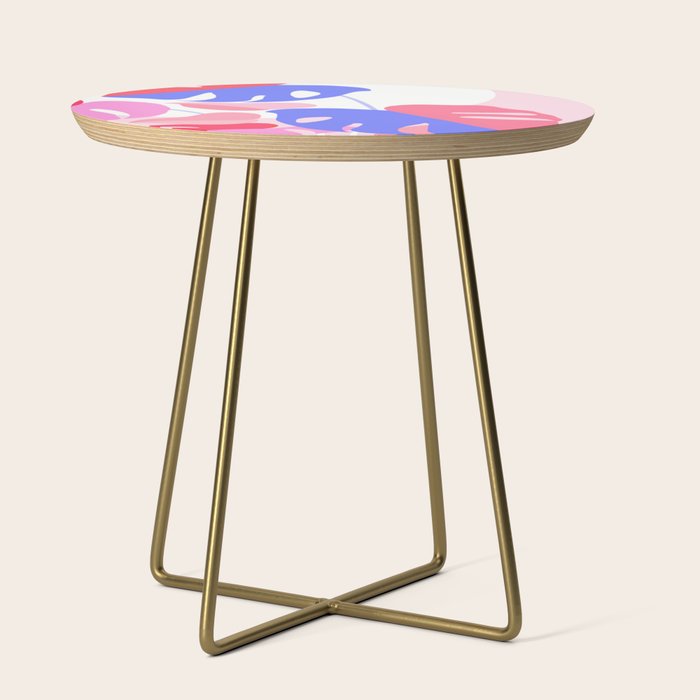 Pretty Monstera Plant in blue and pink Side Table Gallery Image 1