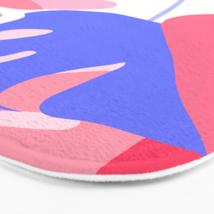 Pretty Monstera Plant in blue and pink Bath Mat Gallery Image 3
