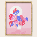 Pretty Monstera Plant in blue and pink Serving Tray Gallery Image 1