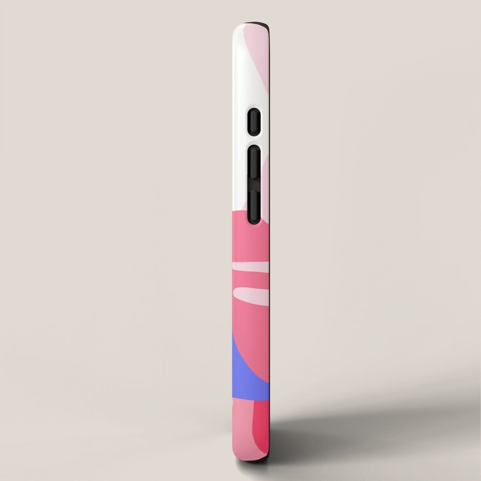 Pretty Monstera Plant in blue and pink iPhone Case Gallery Image 2