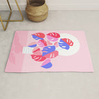 Pretty Monstera Plant in blue and pink Rug Gallery Image 1