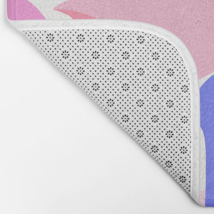 Pretty Monstera Plant in blue and pink Bath Mat Gallery Image 2