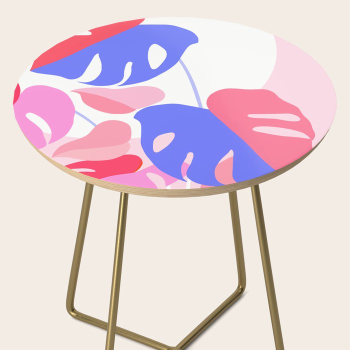 Pretty Monstera Plant in blue and pink Side Table Gallery Image 2