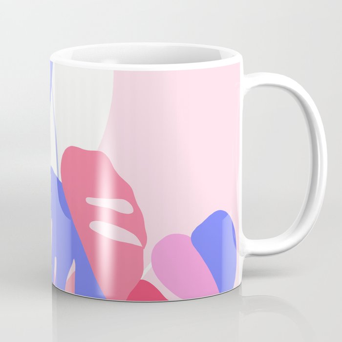 Pretty Monstera Plant in blue and pink Coffee Mug Gallery Image 1