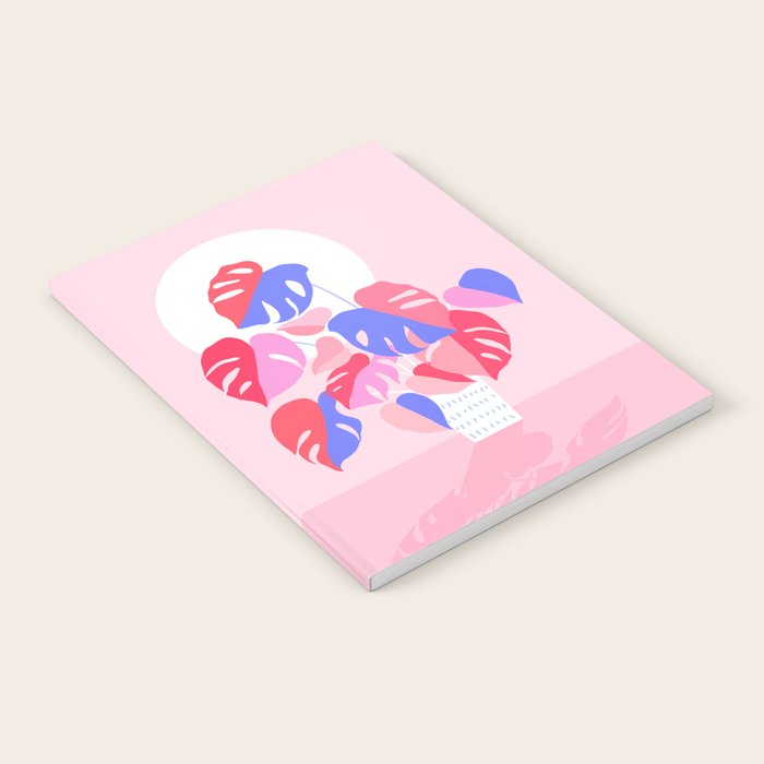 Pretty Monstera Plant in blue and pink Notebook Gallery Image 2