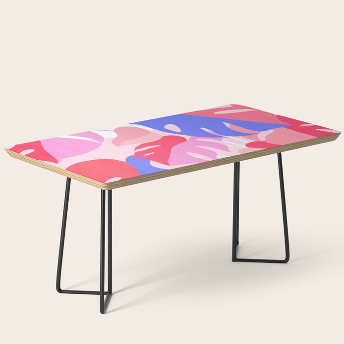 Pretty Monstera Plant in blue and pink Coffee Table Gallery Image 1