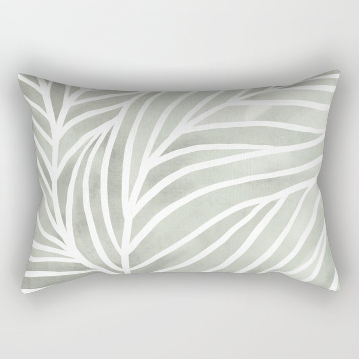 Sage green leaf line art Rectangular Pillow Gallery Image 2