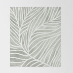 Sage green leaf line art Throw Blanket Gallery Image 2