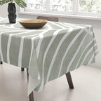 Sage green leaf line art Tablecloth Gallery Image 3