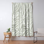 Sage green leaf line art Window Curtain Gallery Image 5