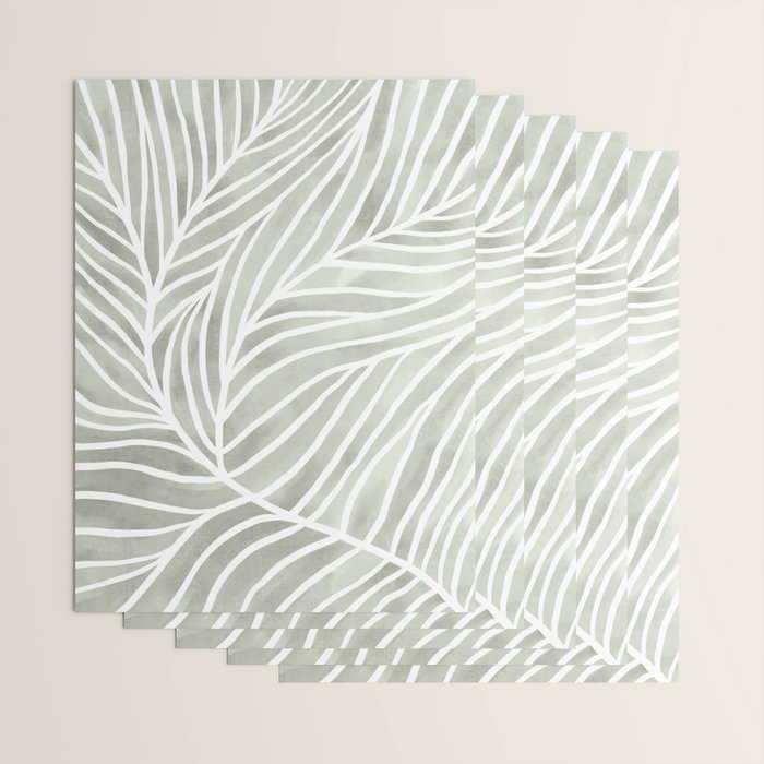 Sage green leaf line art Wrapping Paper Gallery Image 3