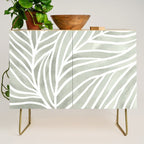 Sage green leaf line art Credenza Gallery Image 1