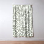Sage green leaf line art Window Curtain Gallery Image 3