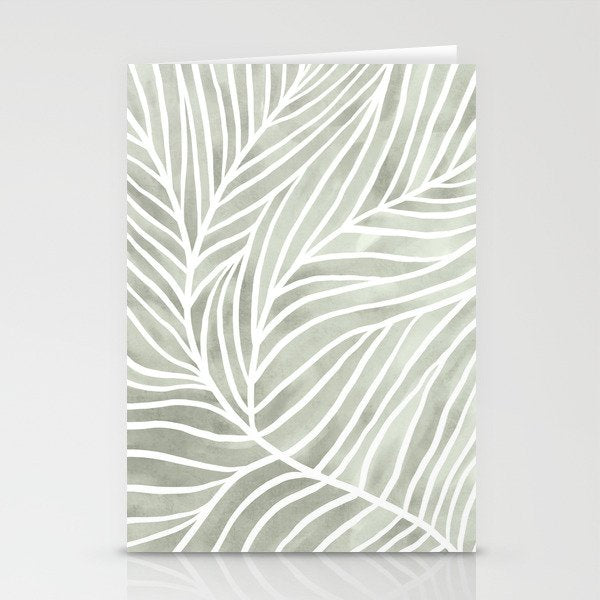 Sage green leaf line art Stationery Card Gallery Image 1