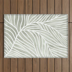 Sage green leaf line art Outdoor Rug Gallery Image 1