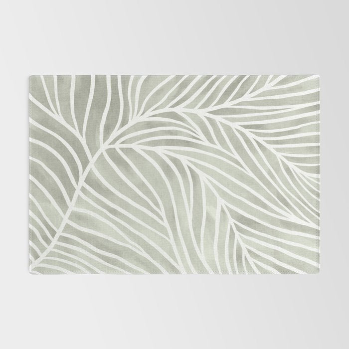 Sage green leaf line art Rug Gallery Image 2